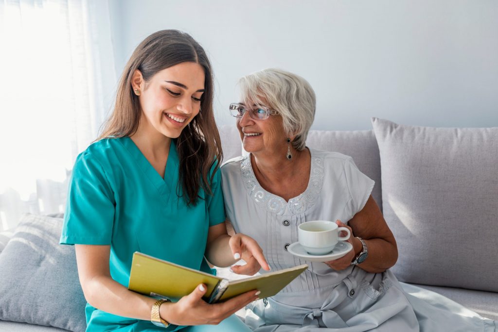 happy patient with nurse